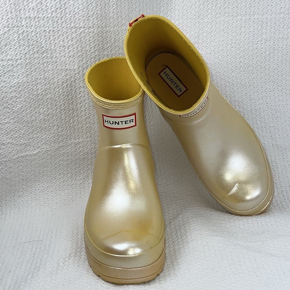 Hunter Original Play Short Nebula Rain Boots Women’s US 8 UK 6 Gold Metallic - Picture 5 of 10